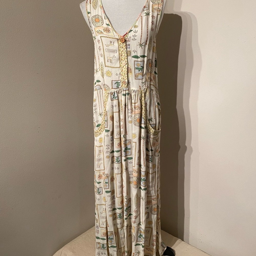 Karavan Vintage Maxi Dress in Whimsical Print size Small